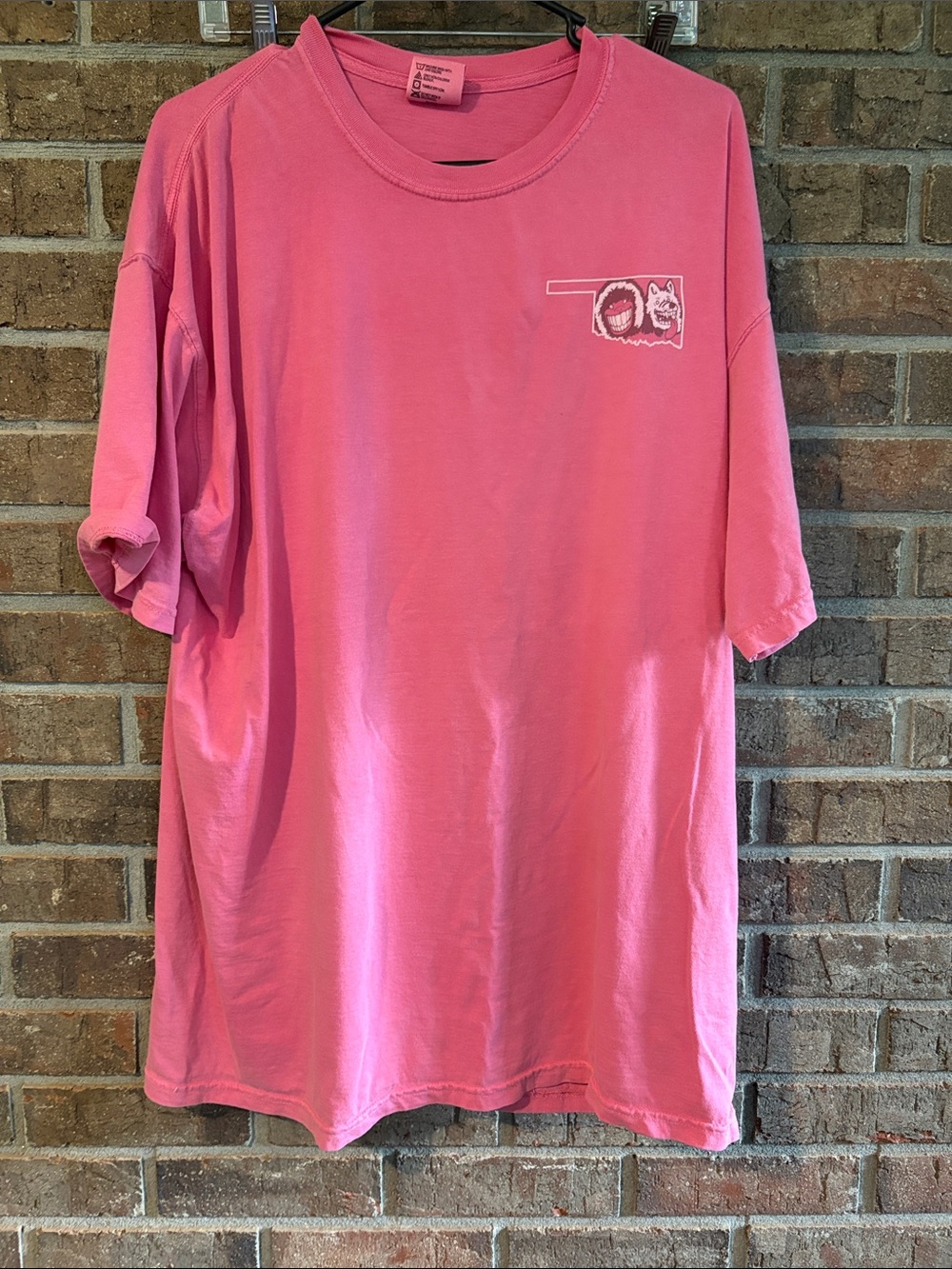 Comfort Colors Bright Pink Short Sleeve Tee with Small Chest Graphic